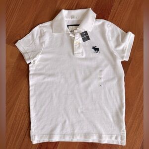NWT a&f Boys White Polo Shirt Abercrombie & fitch Tee size Large